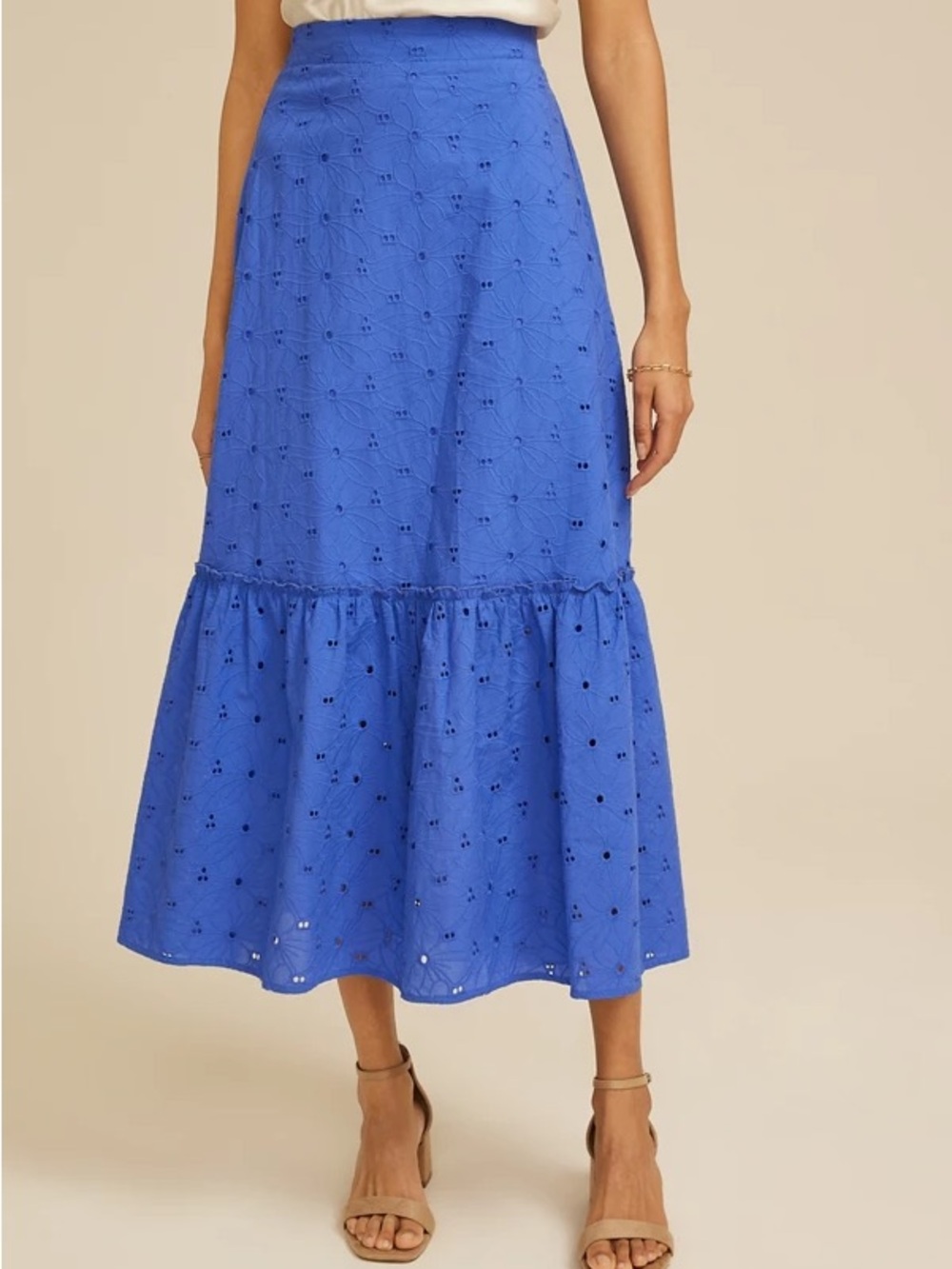 Maurices Cobalt Eyelet Tiered Maxi Skirt blue size 2XL NWT